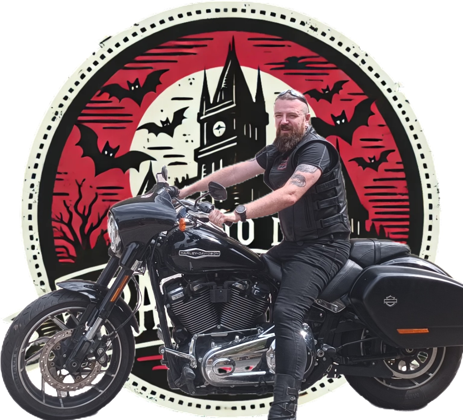 Maxim en Harley con logo
